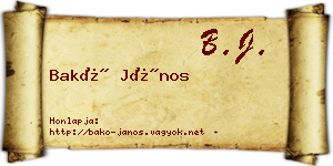 Bakó János névjegykártya